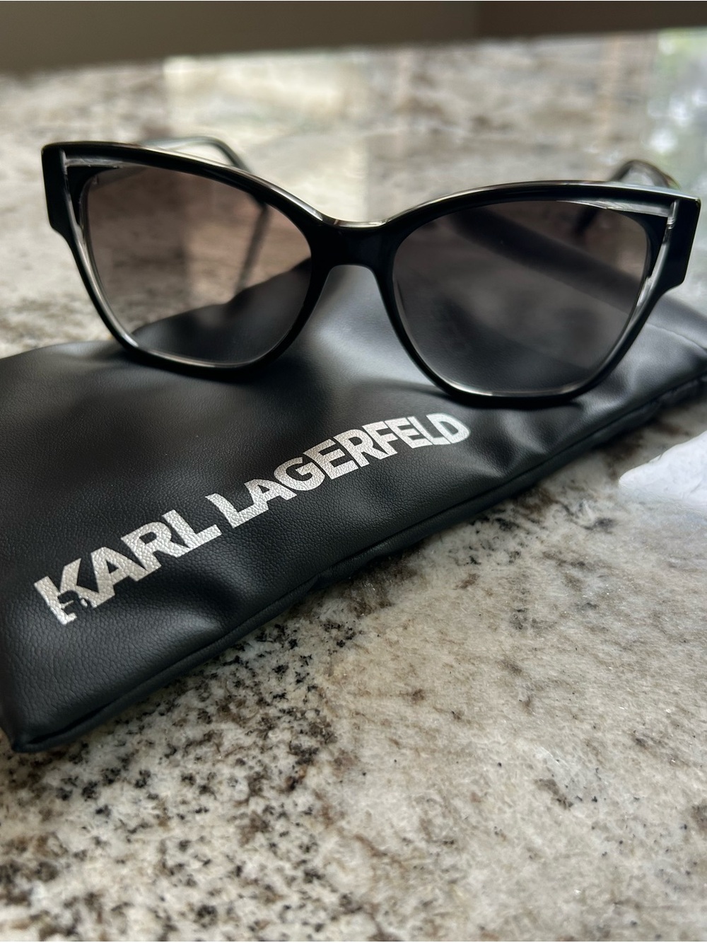 Karl Lagerfeld Black Cat-Eye Sunglasses with Gradient Lenses Brand new